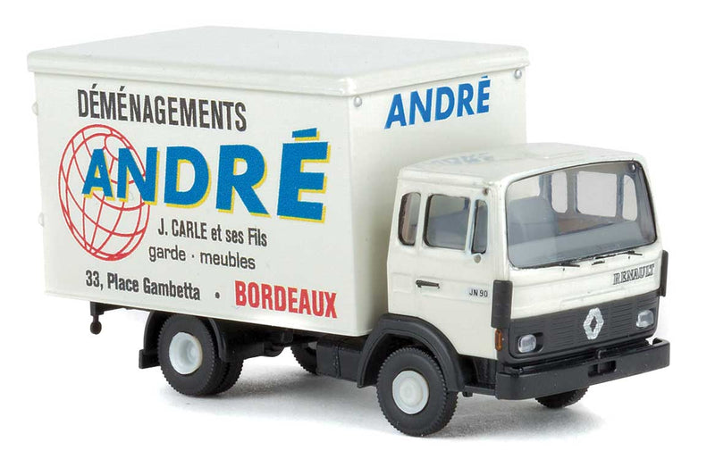 1970s Renault JN 90 Cab-Over Low-Side Delivery Truck - Assembled -- Andre (white, blue, red, French Lettering)