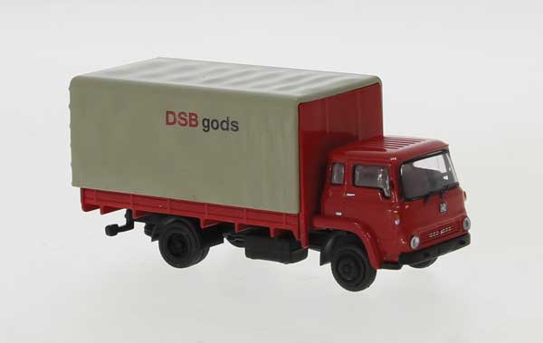 1960 Bedford Low-Side Truck with Canvas Cover - Assembled -- Danish State Railways DSB (red, Dutch Lettering)