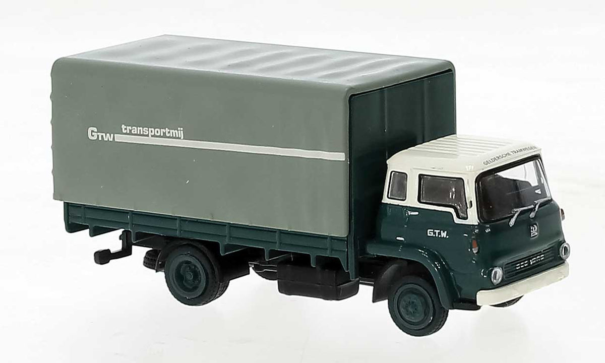 1960 Bedford Low-Side Truck with Canvas Cover - Assembled -- Robotron (gray, blue, white, Dutch Lettering)