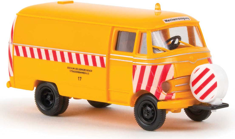 1956-1968 Mercedes-Benz L 319 Kasten Cargo Van - Assembled -- Weichenreinigung Bogestra (yellow,, red, white, German Lettering)