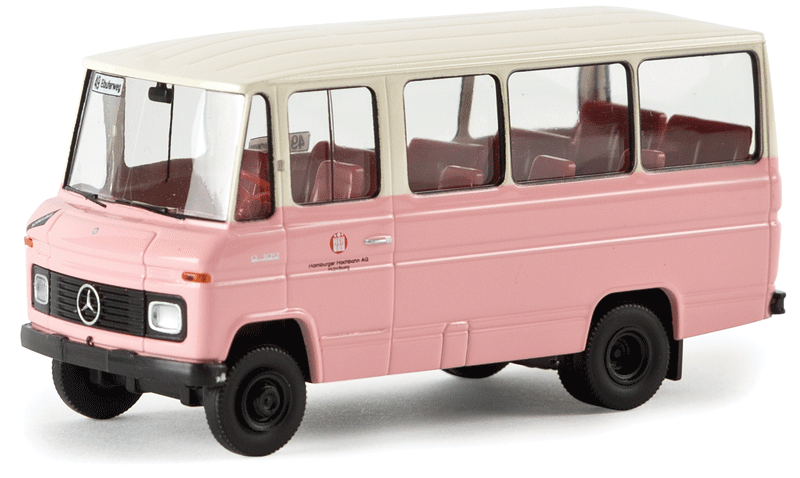 1960s-1970s Mercedes-Benz O 309 Bus - Assembled -- HHA Schnellbus (pink, white, German Lettering)