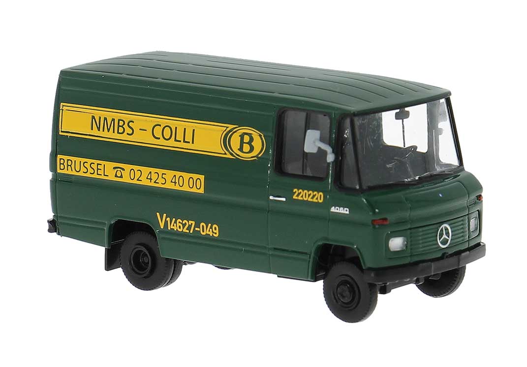 1980s Mercedes-Benz L 406 D Cargo Van - Assembled -- Belgium National Railways SNCB (green, yellow, Dutch Lettering)