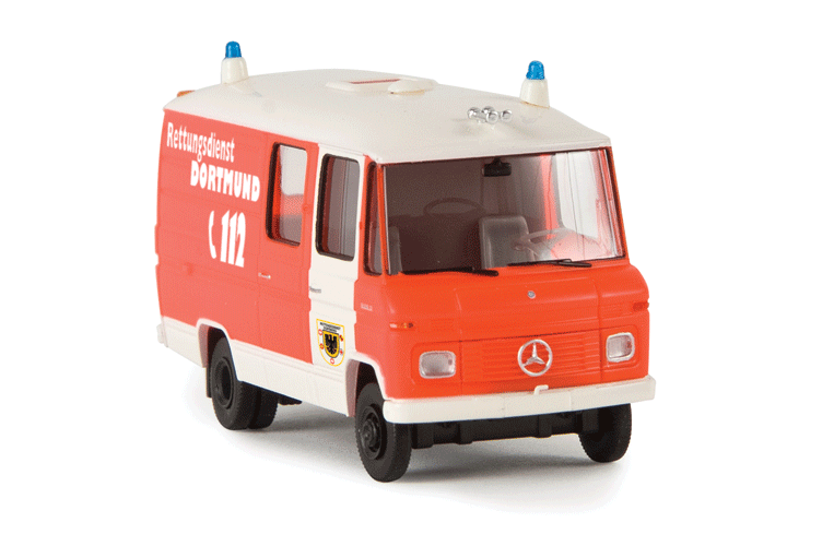 1968-1986 Mercedes-Benz L 508 RTW Ambulance - Assembled -- Dortmund, Germany, Rescue (orange, white, German Lettering)