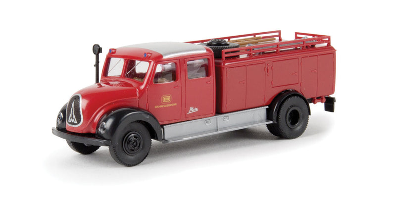 1950s Magirus Mercur TLF 16 - Assembled -- German Federal Railroad DB Fire (red, gray, German Lettering)