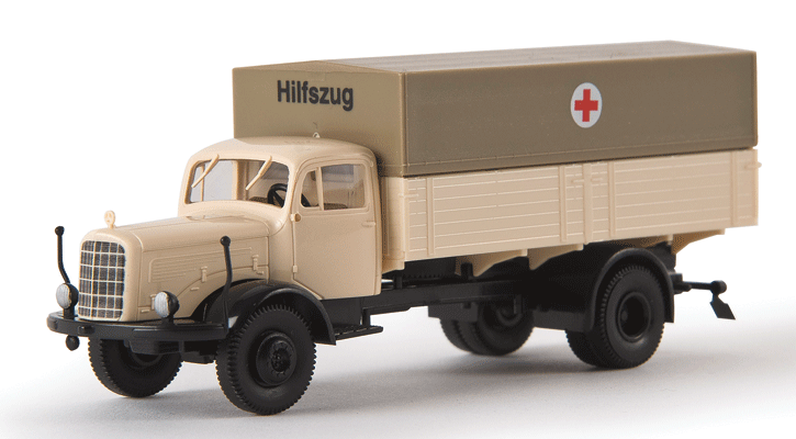 Mercedes-Benz L 325 Low-Side Delivery Truck - Assembled -- German Red Cross Hilfzug, Germany (ivory, red, German Lettering)