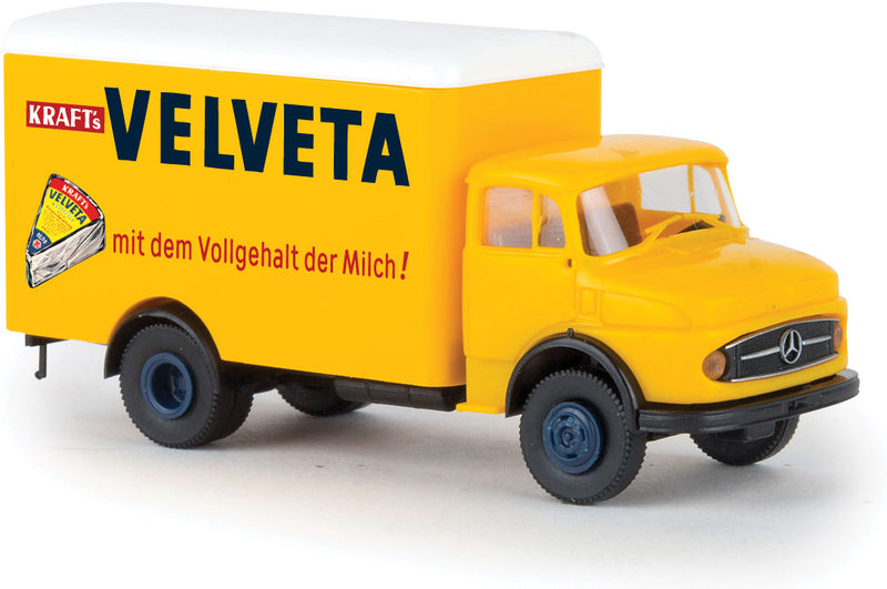 1950s Mercedes-Benz L 322 Low-Sided Delivery Truck - Assembled -- Kraft Velveta (yellow, black, red, German Lettering)