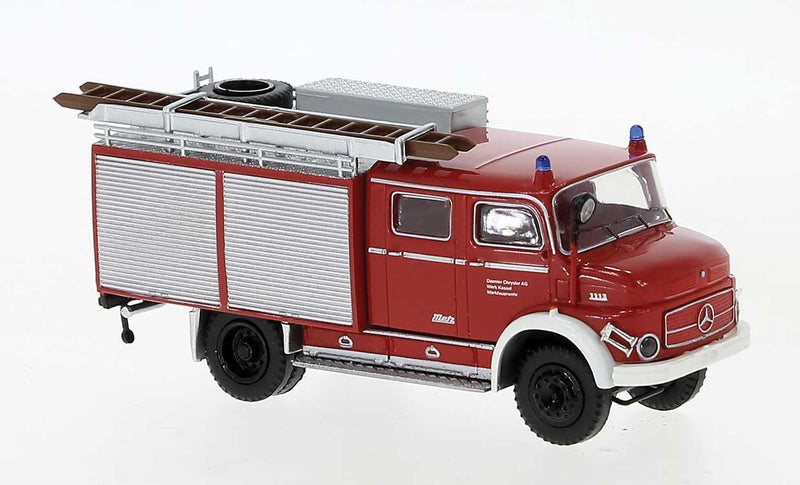 1950s Mercedes-Benz LAF 1113 LF 16 Fire Truck - Assembled -- Werkfeuerwehr Daimler Chrysler (red, white, German Lettering)