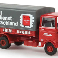 1965-1984 Mercedes-Benz LP 608 Low-Sided Delivery Truck - Assembled -- Gustav Mauler (red, gray, German Lettering)