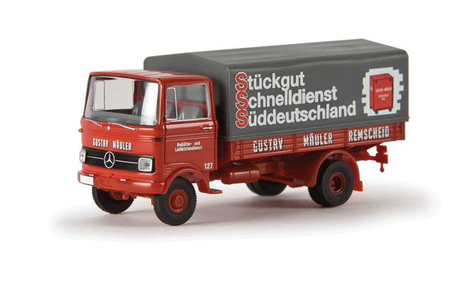 Mercedes-Benz LP 608 Delivery Truck - Assembled -- Spedition Schmidt (blue, red, gray, German Lettering)