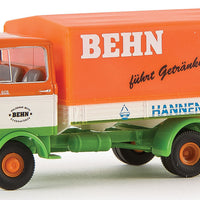 1965-1984 Mercedes-Benz LP 608 Low-Sided Delivery Truck - Assembled -- Benn/Hannen Alt (orange, white, green, German Lettering)