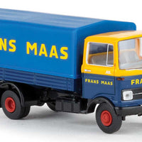 1965-1984 Mercedes-Benz LP 608 Low-Sided Delivery Truck - Assembled -- Frans Maas (blue, yellow, Dutch Lettering)