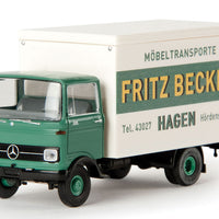 1965-1984 Mercedes-Benz LP 608 Box-Body Delivery Truck - Assembled -- Fritz Becker (green, white, yellow, German Lettering)