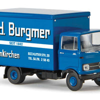 1965-1984 Mercedes-Benz LP 608 Box-Body Delivery Truck - Assembled -- Rud Burgmer (blue, white, German Lettering)