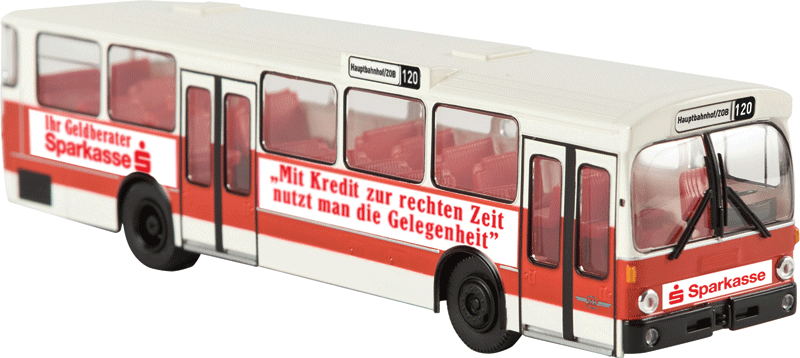 1967-1970s Mercedes-Benz O 305 City Bus - Assembled -- VHH/Sparkasse (white, red, German Lettering)-1