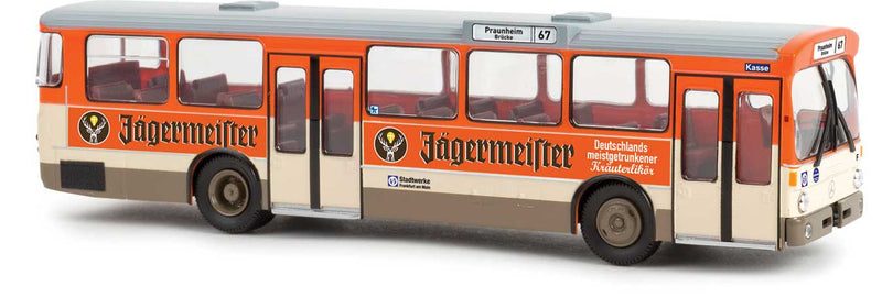 1967-1970s Mercedes-Benz O 305 City Bus - Assembled -- Frankfurt, Germany (ivory, orange Jagermeister Ad, German Lettering)