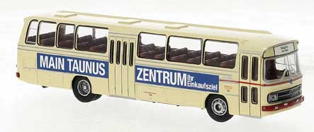 1965 Mercedes-Benz O 302 Bus - Assembled -- FKE (yellow, red, Main Taunus Zentrum Ad, German Lettering)