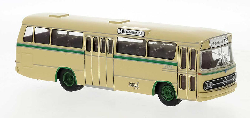 1972 Mercedes-Benz O302-11 Bus - Assembled -- Stadtwerke Solingen (cream, green, German Lettering)