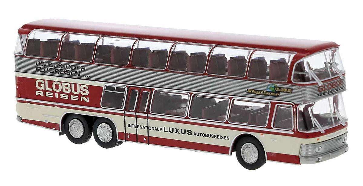 Neoplan Skyliner NH 22 DD Double-Deck Bus - Assembled -- Globus-Reisen (silver, red, ivory, German Lettering)