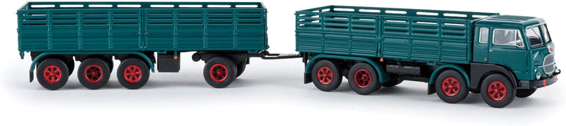 1960s Fiat 690 Millepiedi Boffo Low-Side Truck and Trailer - Assembled -- Green, Black