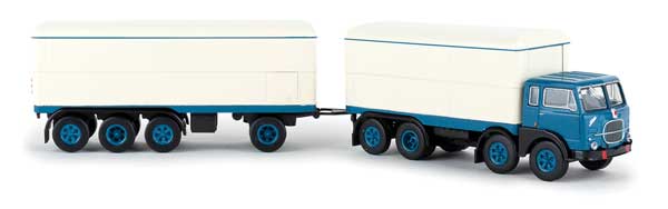 1960s Fiat 690 Millepiedi Boffo Box-Body Truck and Trailer - Assembled -- White, Blue