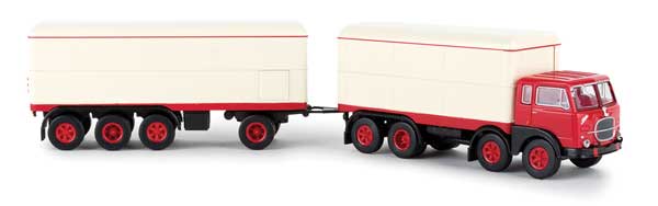 1960s Fiat 690 Millepiedi Boffo Box-Body Truck and Trailer - Assembled -- White, Red
