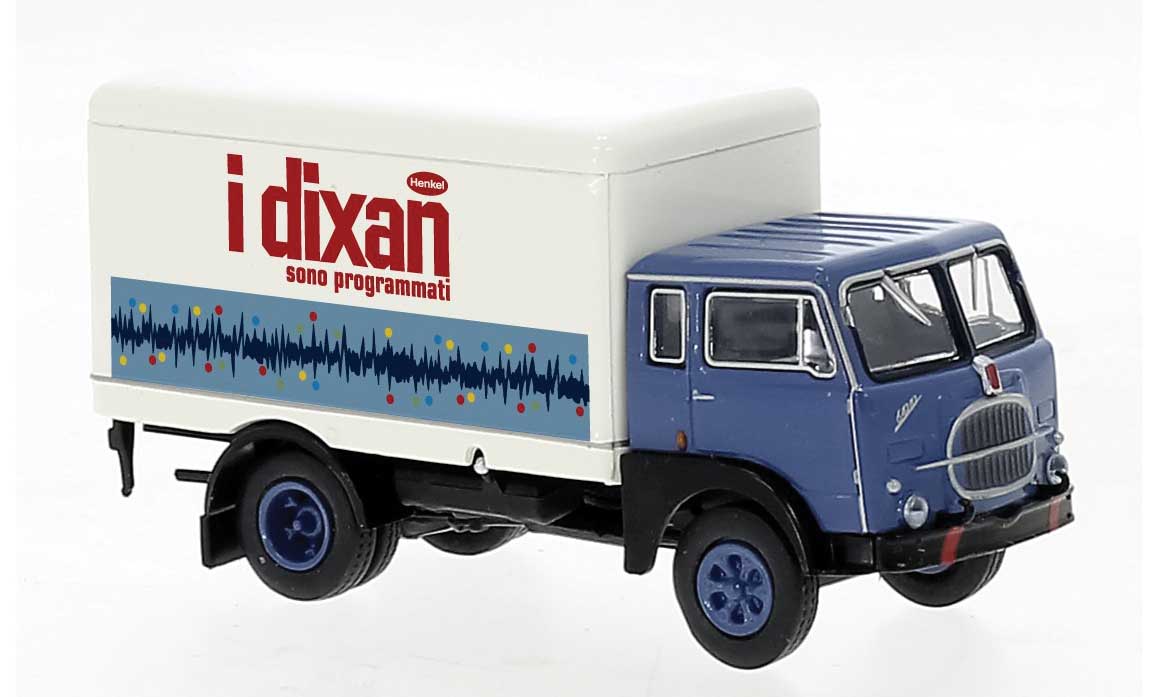 1962 Fiat 642 Rounded Box-Body Delivery Truck - Assembled -- iDixan (blue, white, red, Italian Lettering)