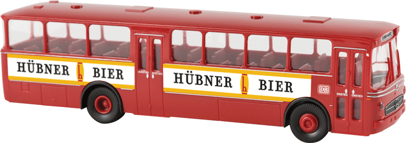 1957-1971 Mercedes-Benz O 317 K Intercity Bus - Assembled -- German Federal Railroad DB (red, white, Hubner Bier Ads, German Lettering)-1