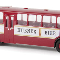 1957-1971 Mercedes-Benz O 317 K Intercity Bus - Assembled -- German Federal Railroad DB (red, white, Hubner Bier Ads, German Lettering)