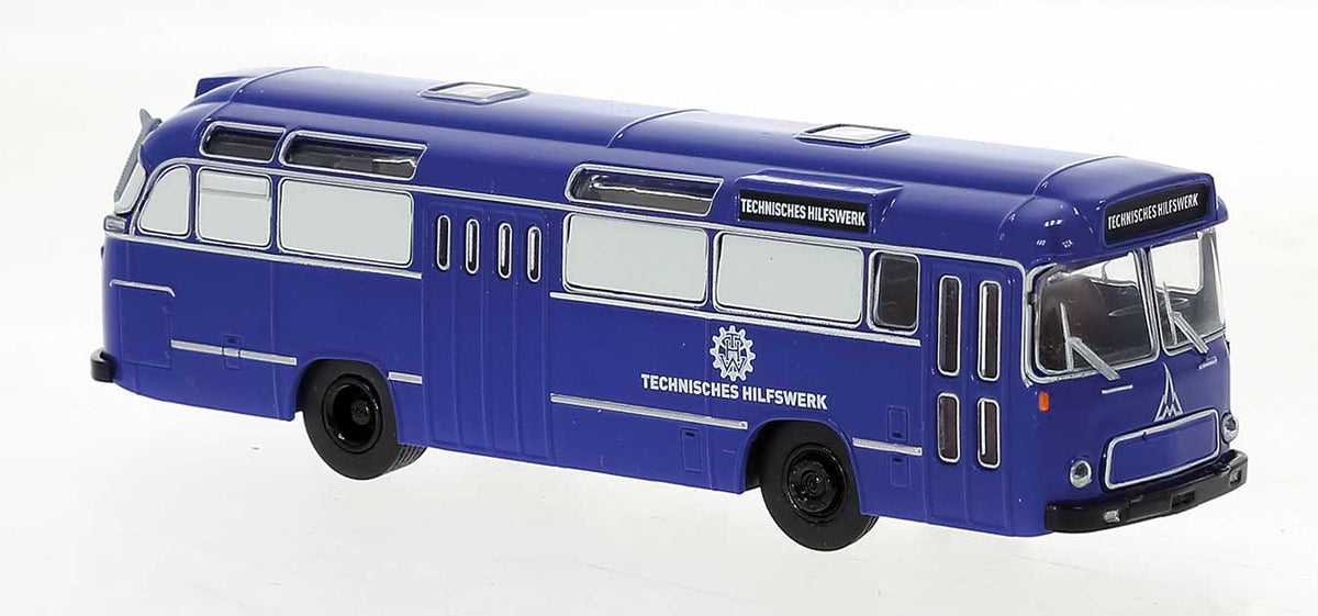 1960 Magirus Saturn II Bus - Assembled -- THW (blue, white, German Lettering)