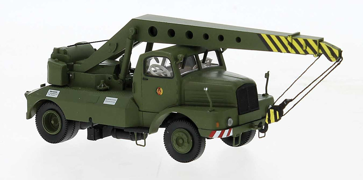 1965 ADK 6.3 Mobile Crane Truck - Assembled -- Grenztruppen (green, yellow, black, German Lettering)