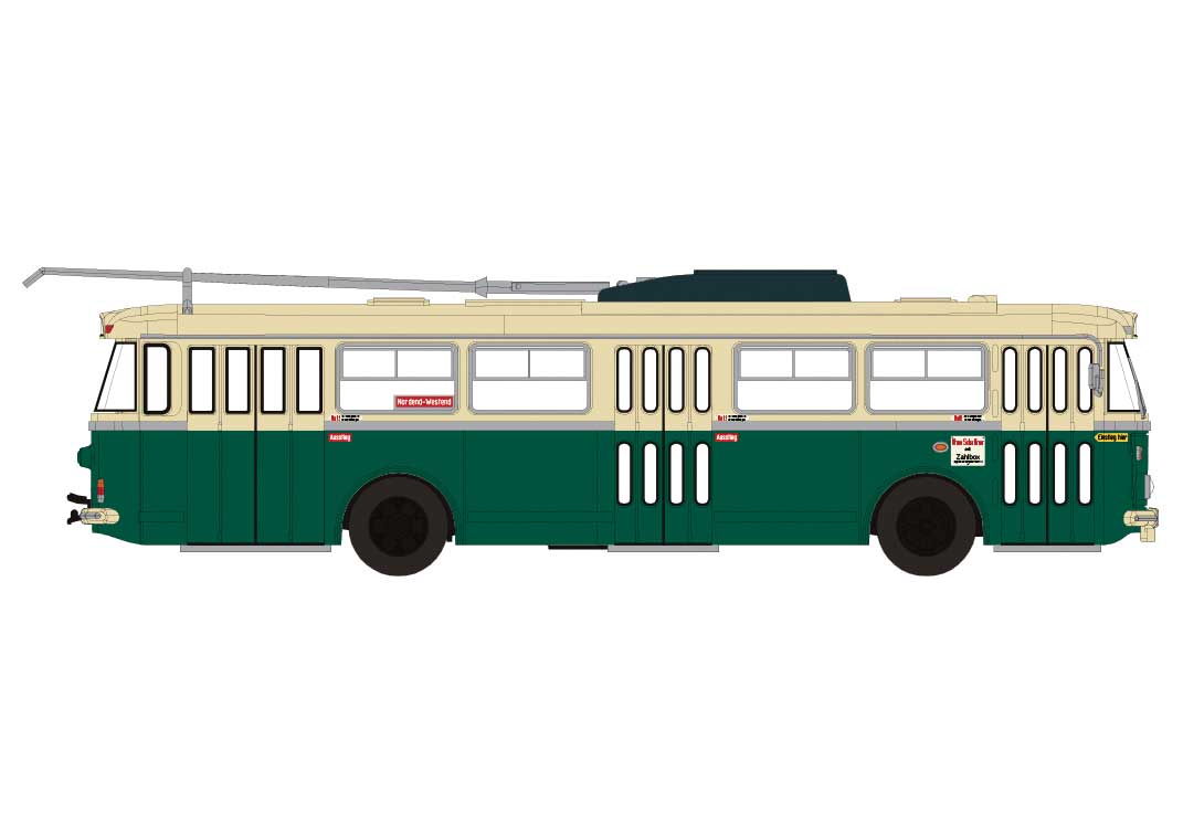 1962 Skoda Tr9 Obus Trolley Bus - Assembled -- Eberswalde, Germany (green, beige, German Lettering)