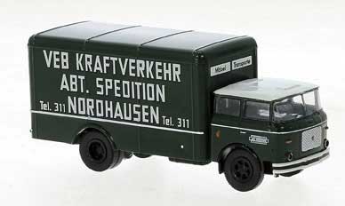 1957-1987 Skoda-LIAZ 706 Rounded Box Truck - Assembled -- VEB KVK Nordhausen (green, white, German Lettering)