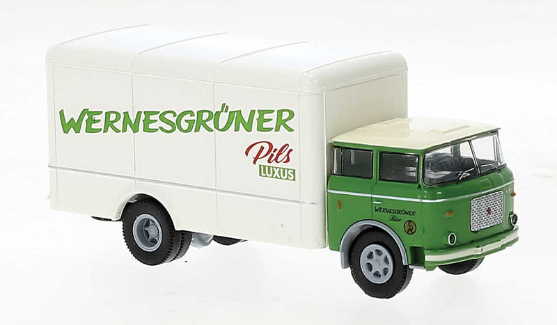 1957-1987 Skoda-LIAZ 706 Rounded Box Truck - Assembled -- Wernesgruner (white, green, German Lettering)