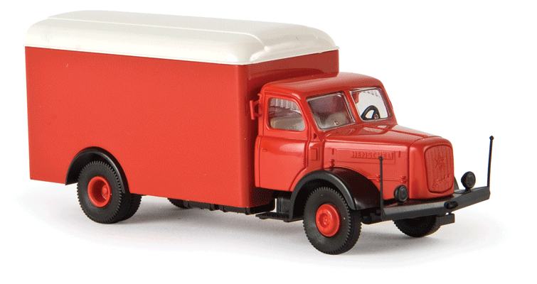 1951-1960 Henschel HS 140 Box Delivery Truck Economy - Assembled -- Red, Black, White
