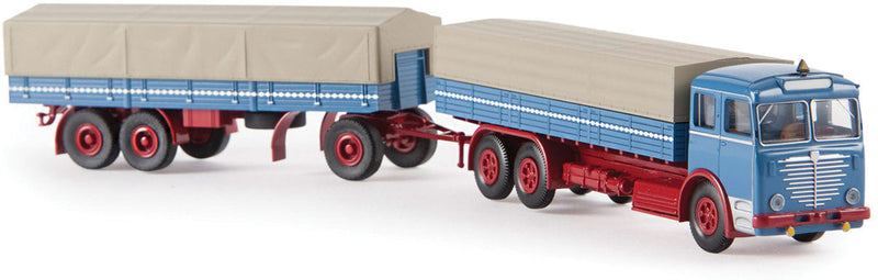 1951 Bussing 12000 Low-Side Truck w/Cover - Assembled -- Blue, Red