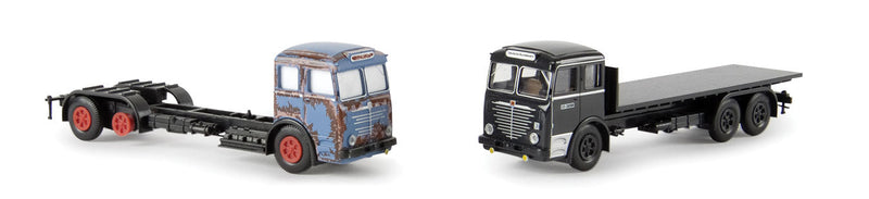 Bussing 12000 Delivery Truck 2-Vehicle Set - Assembled -- Vorher-Nachher (1 blue & 1 black, German Lettering)