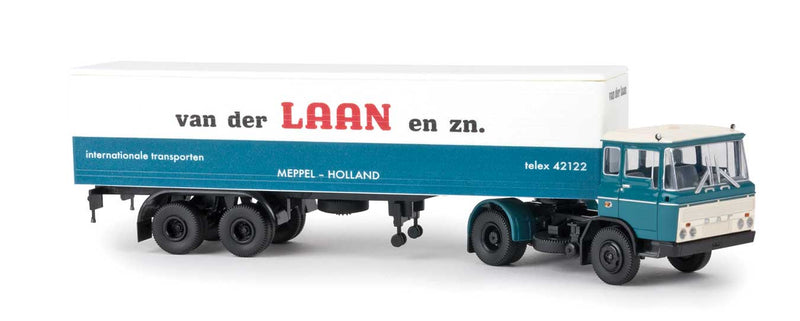 1960s DAF FT 2600 Sattelzug Semi w/Van Trailer - Assembled -- Laan, Kase aus Holland (blue, white, red, Dutch Lettering)