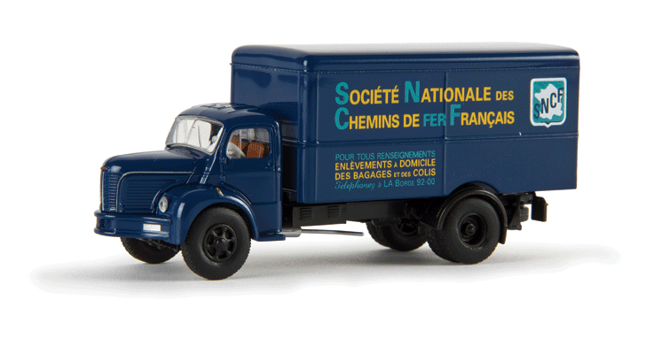 Berliet GLR 8 Box Van Delivery Truck - Assembled -- French National Railways SNCF (blue, yellow, French Lettering)