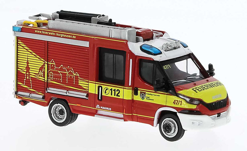 2021 Magirus Daily MLF Fire Truck - Assembled -- Burghausen, Germany Fire Department (red, yellow, white, German Lettering)