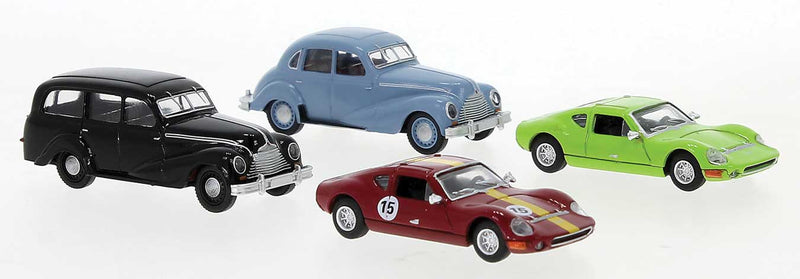 East German Car Set - Assembled -- 2 Each: Melkus RS 1000s, 1 Each: EMW 430 Sedan and EMW 430 Station Wagon