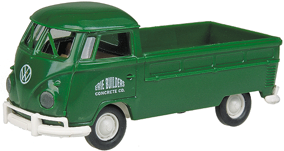 Walthers Exclusive-1960s Volkswagen Pickup Truck -- Erie Builders Concrete Co. (green)
