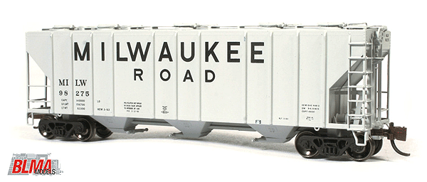 Pullman-Standard PS-2CD 4000 Cubic Foot Covered Hopper - Ready to Run -- Milwaukee Road #98314 (gray, Billboard Lettering)