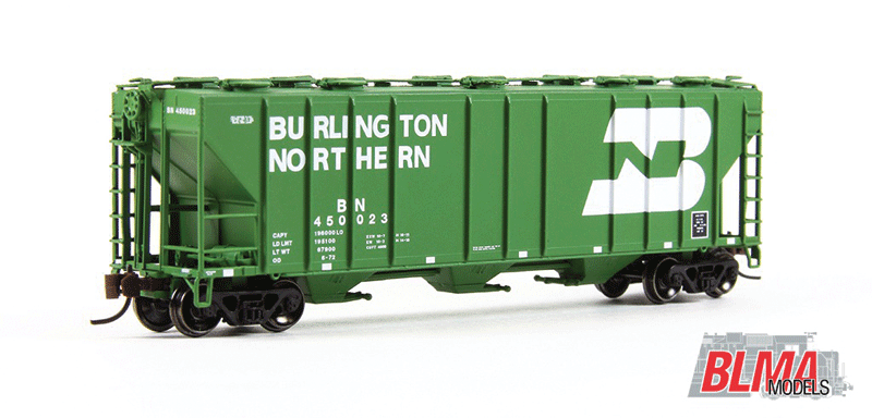 Pullman-Standard PS-2CD 4000 Cubic Foot Covered Hopper - Ready to Run -- Burlington Northern #450006 (Cascade Green, white, Large Logo & Lettering)-1