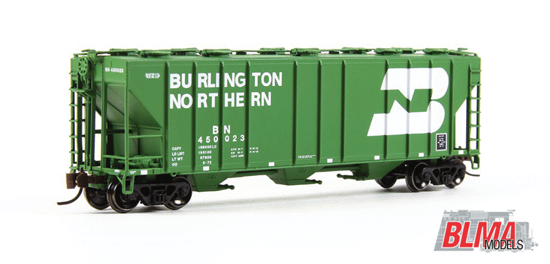 Pullman-Standard PS-2CD 4000 Cubic Foot Covered Hopper - Ready to Run -- Burlington Northern #450057 (Cascade Green, white, Large Logo & Lettering)-1