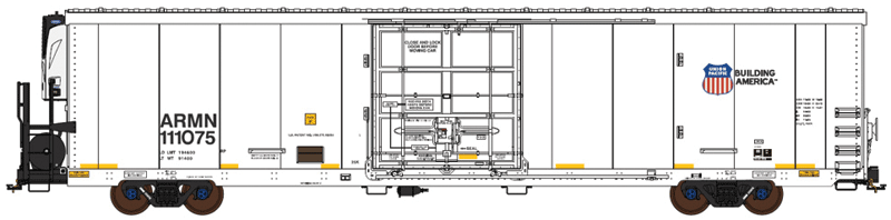TrinityRail(R) 64' Modern Reefer w/Carrier Reefer Unit - Ready to Run -- Union Pacific ARMN #111493 (white, blue; Building America Logo)