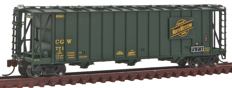 General American 3500 Dry-Flo 3-Bay Covered Hopper - Ready to Run -- Chicago Great Western #771 (green, CNW Employee Owned Logo)
