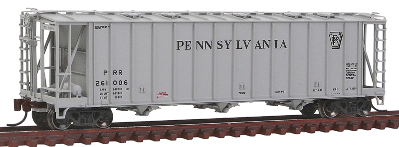 General American 3500 Dry-Flo 3-Bay Covered Hopper - Ready to Run -- Pennsylvania Railroad #261006 (gray, black Shadow Keystone Logo)