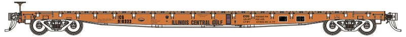 GSC 60' Flatcar - Ready to Run -- Illinois Central Gulf #910301 (orange, black)
