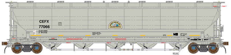 Trinity 5660 PD Covered Hopper - Ready to Run -- North Dakota Mill CEFX #77196 (gray, yellow Conspicuity Marks, NDM Logo)