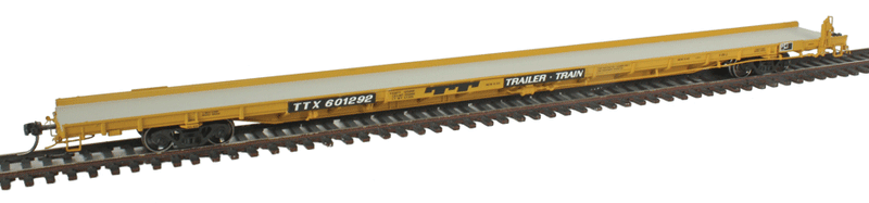 ACF F89-J 89' Flatcar - Ready to Run -- Trailer Train TTX #601292 (yellow, black)